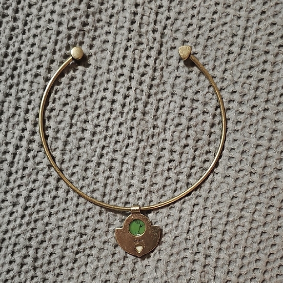 Chico’s Gold Tone Turquoise Statement Collar Necklace - Picture 6 of 7